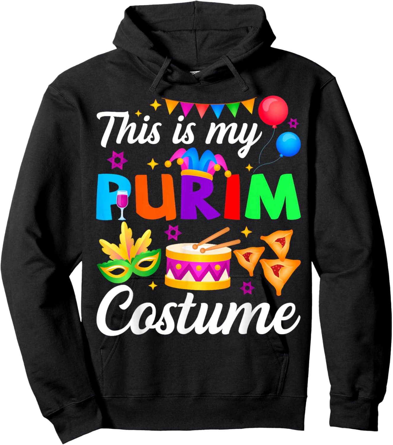 This is My Purim Costume Hamantash Hamantaschen Jewish PJS Hoodie - Hoodie | Black