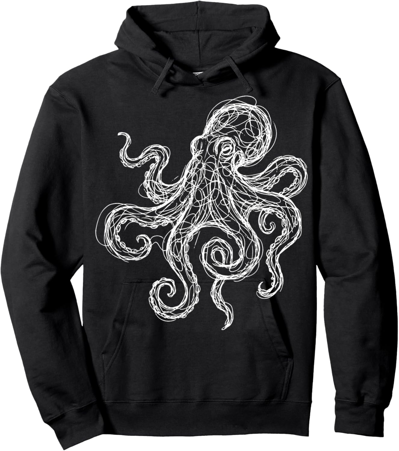 Octopus Line Art Hoodie - Hoodie | Black