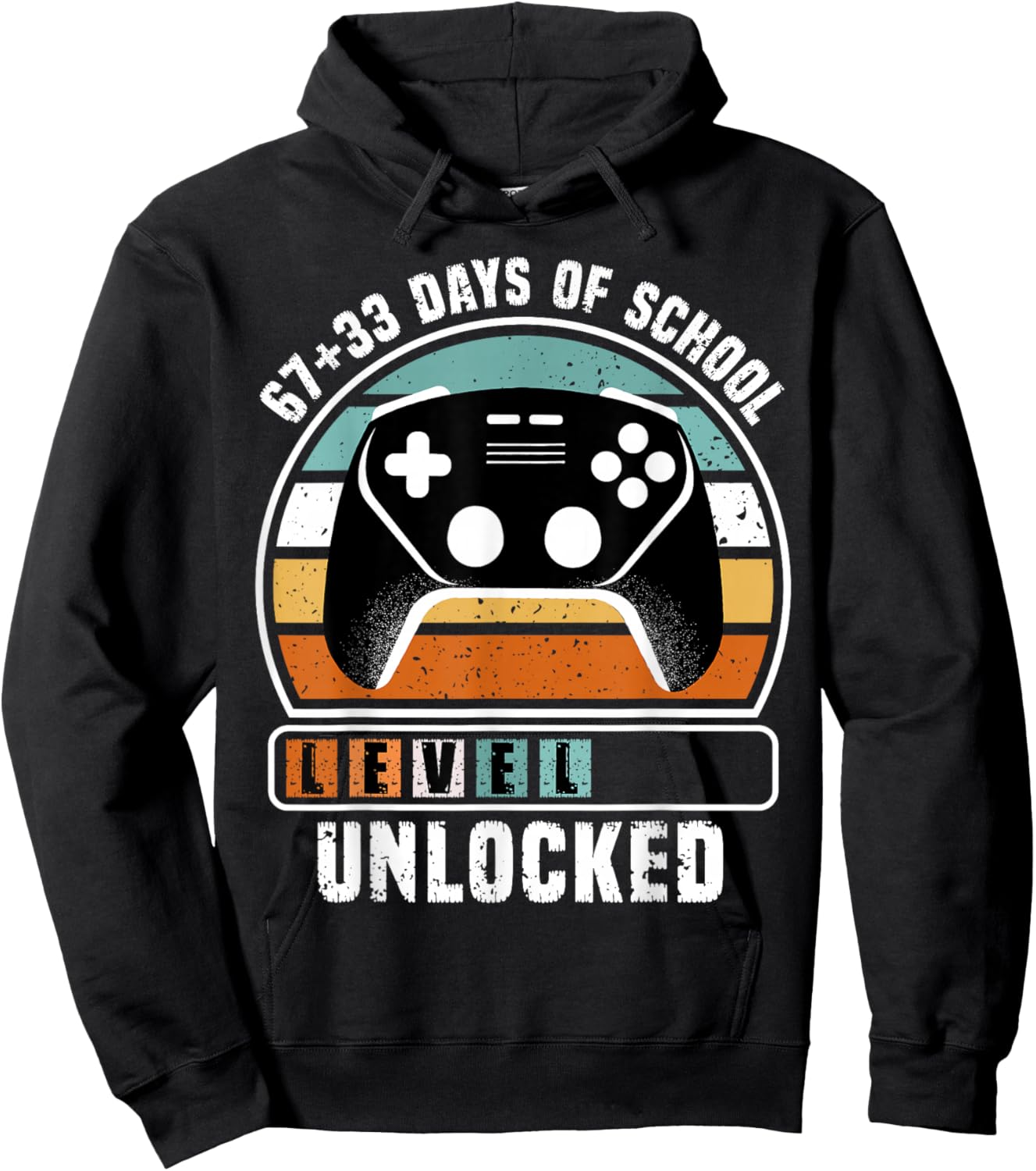 Funny 100 Days of School 67+33 Level Unlocked Gamers Boys Hoodie - Hoodie | Black