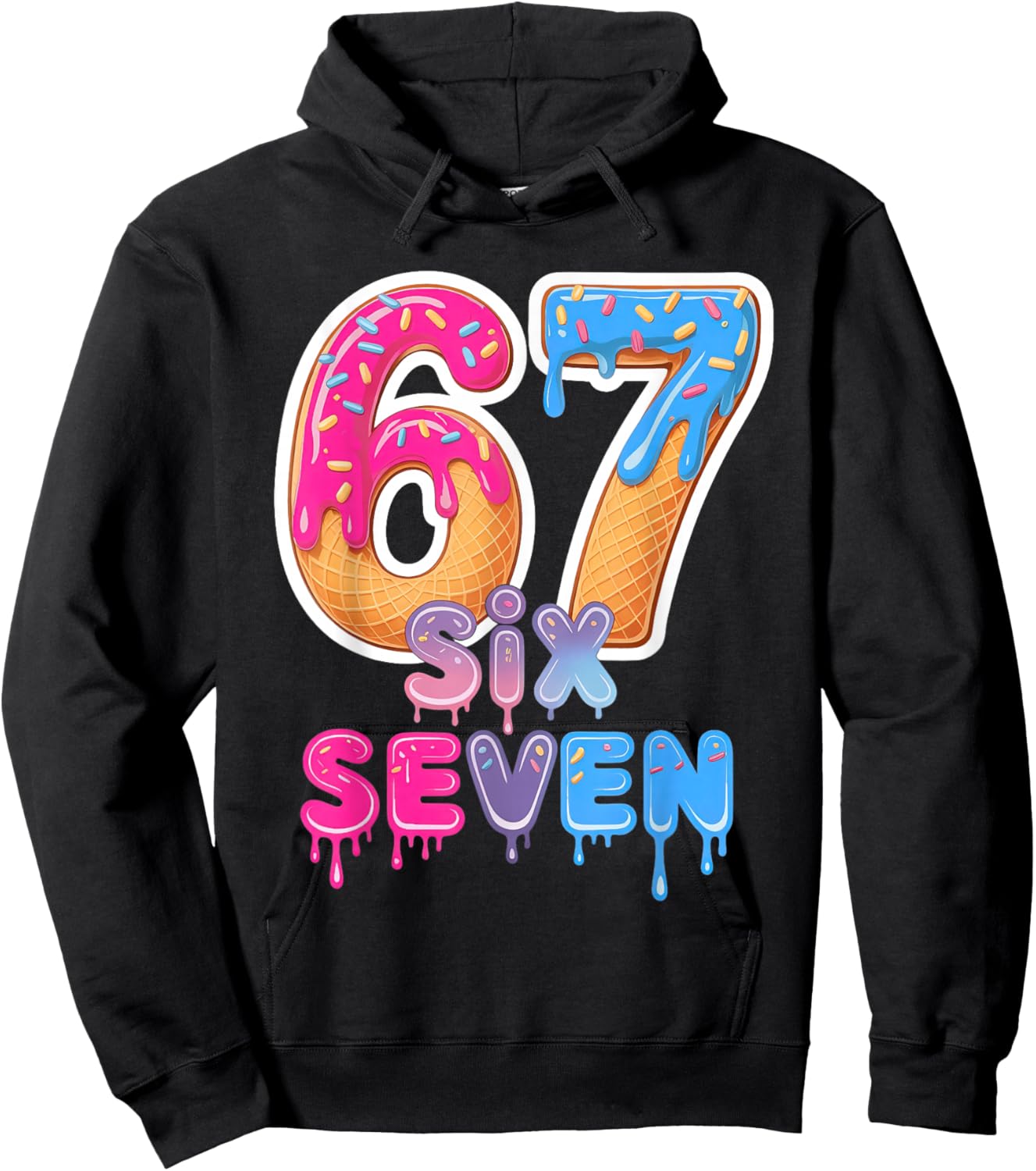Six Seven Ice Cream Drip Trending Meme Hoodie - Hoodie | Black
