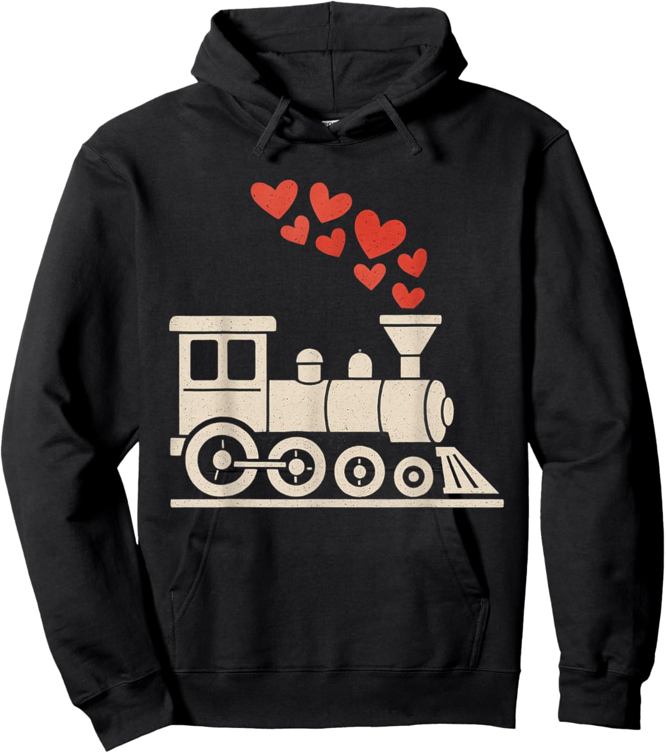 Kids Train Hearts Valentines Day Cute V Day Pajama Boys Kids Hoodie - Hoodie | Black