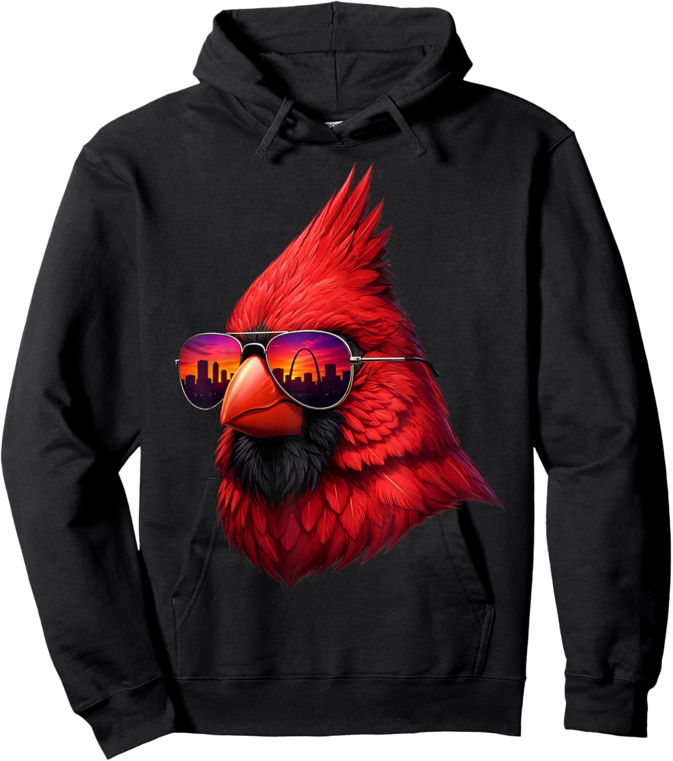 Vintage Northern Cardinal with Sunglasses Retro Hoodie - Hoodie | Black