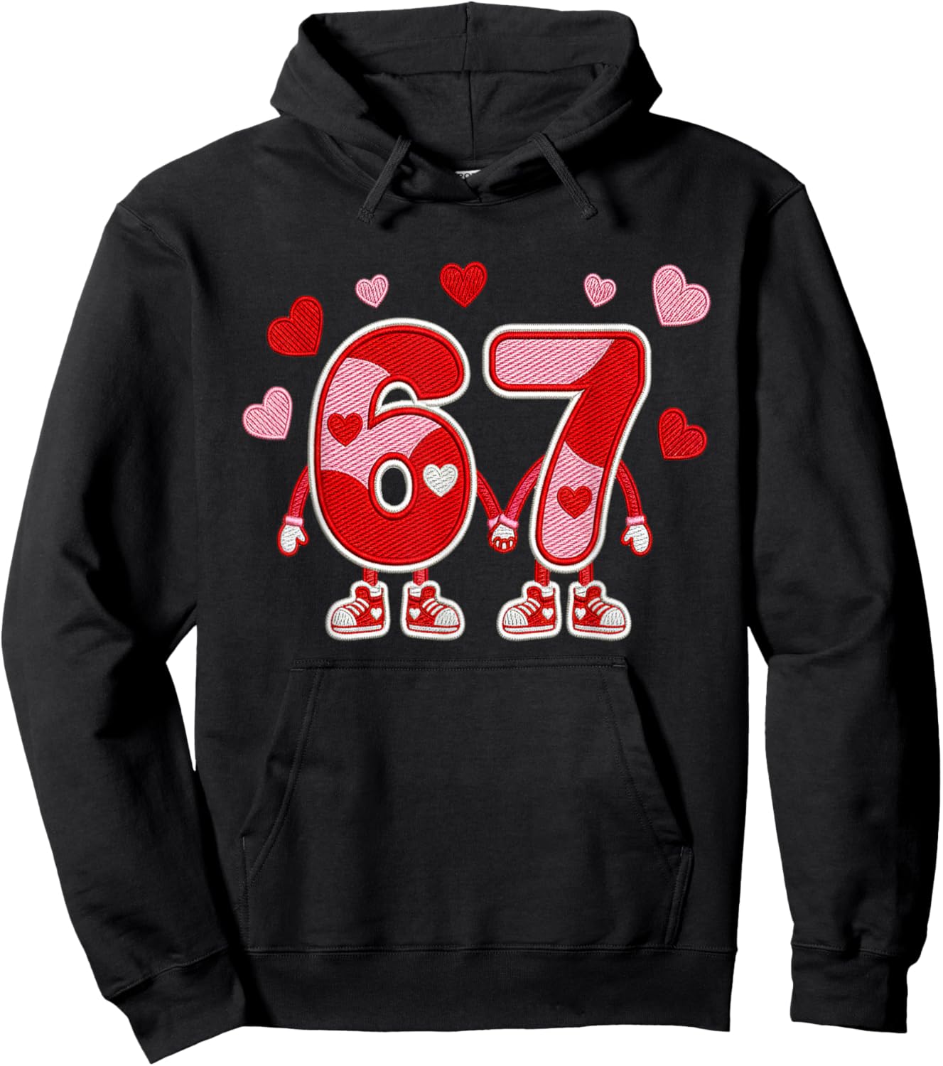 Valentine’s Day 67 Meme Six Seven 6 7 Valentine Heart Couple Hoodie - Hoodie | Black