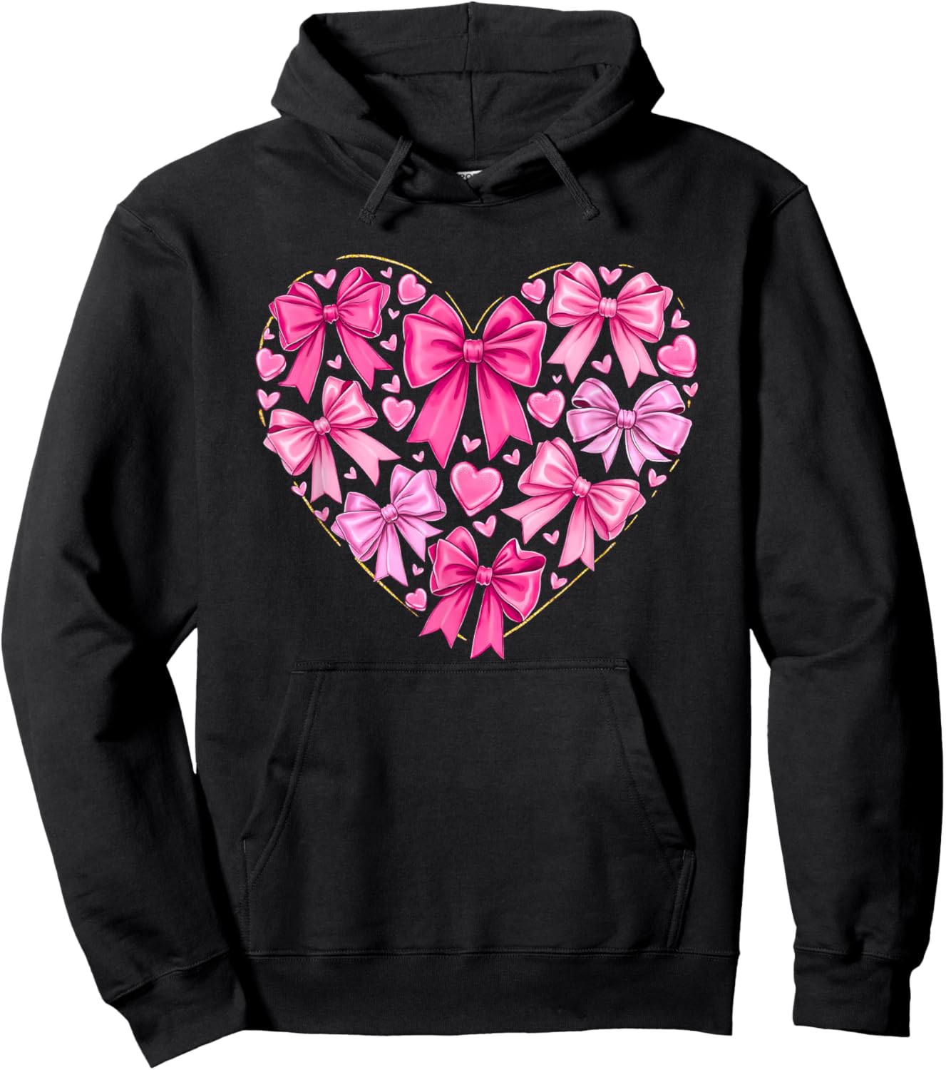 Coquette Bow Valentines Heart Bowknot Ribbon Women Girl Kid Hoodie - Hoodie | Black