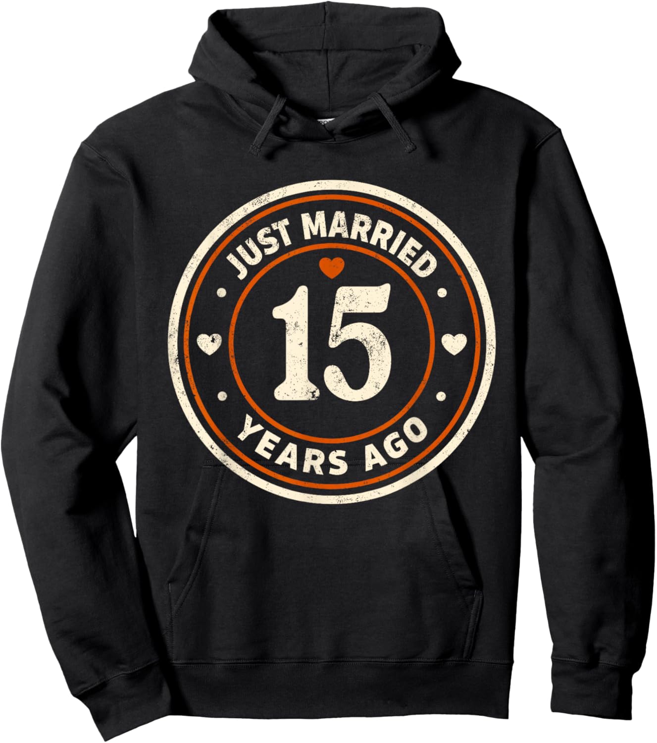 Retro Just Married 15 Years Ago 15th Wedding Anniversary Hoodie - Hoodie | Black