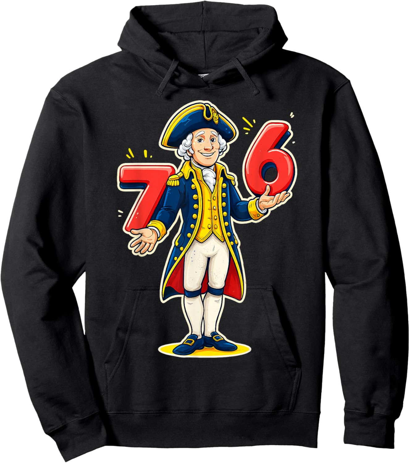 Funny George Washington 76 Meme Six Seven Patriotic Hoodie - Hoodie | Black