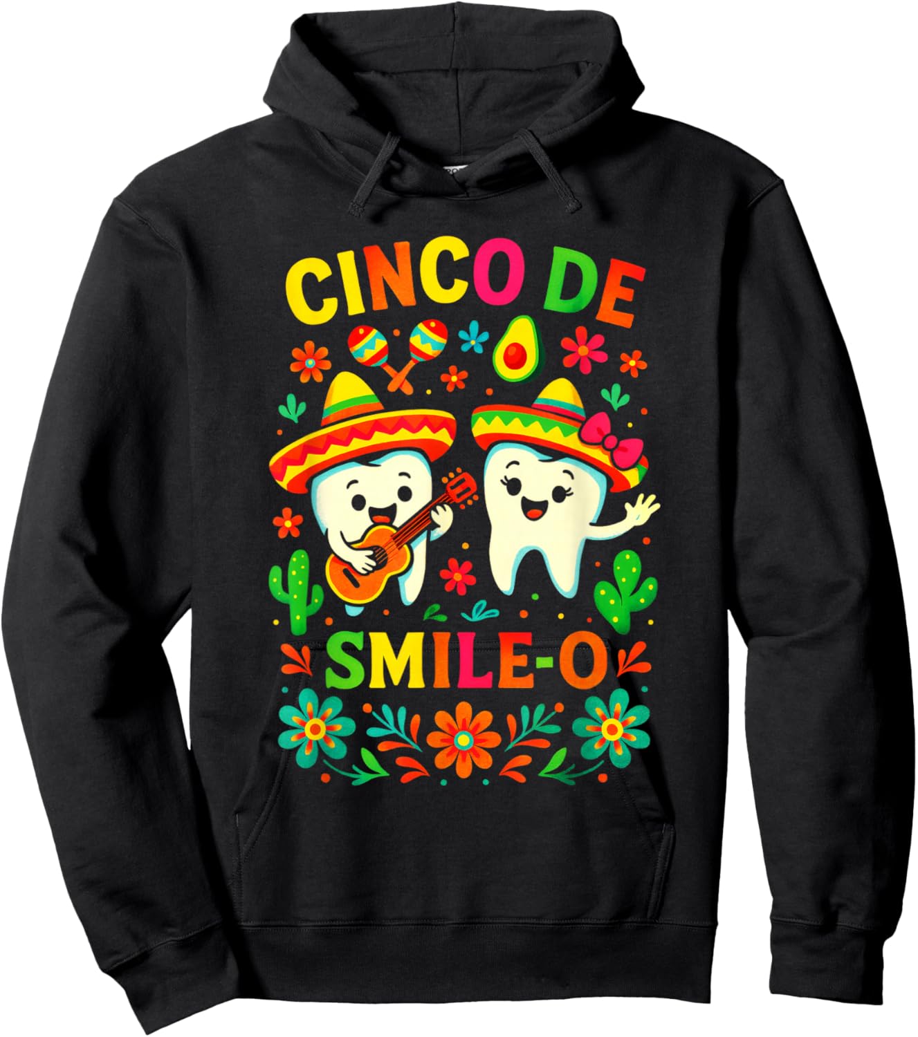 Cinco DE Smile-O - Fiesta Funny Mexican Teeth Hoodie - Hoodie | Black