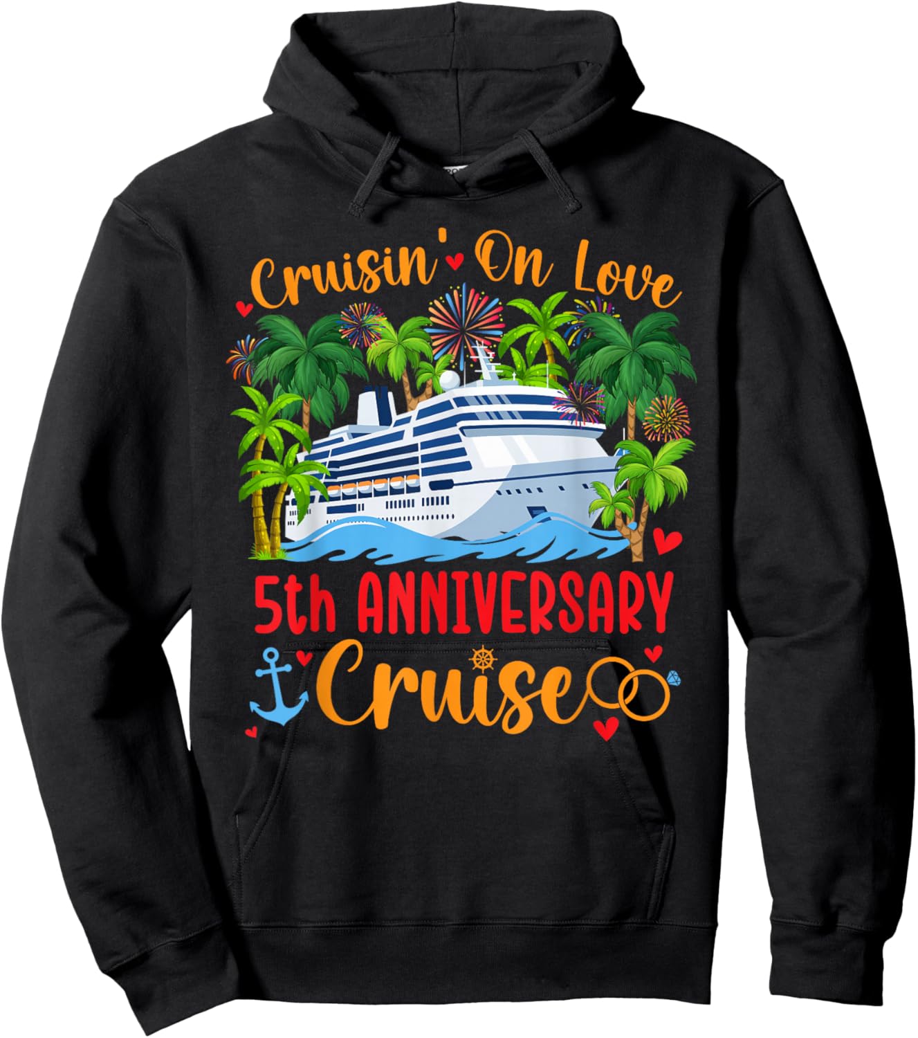 Cruisin' On Love 5th Anniversary Cruise Trip Hoodie - Hoodie | Black