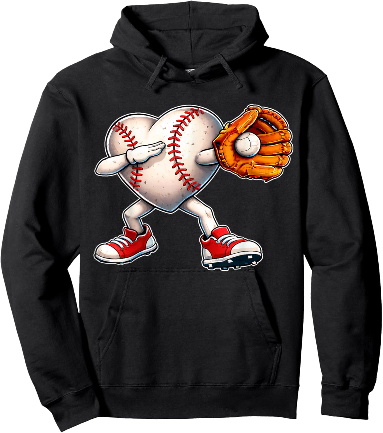 Valentine Baseball Heart Sport Love Valentines Day Boys Kids Hoodie - Hoodie | Black