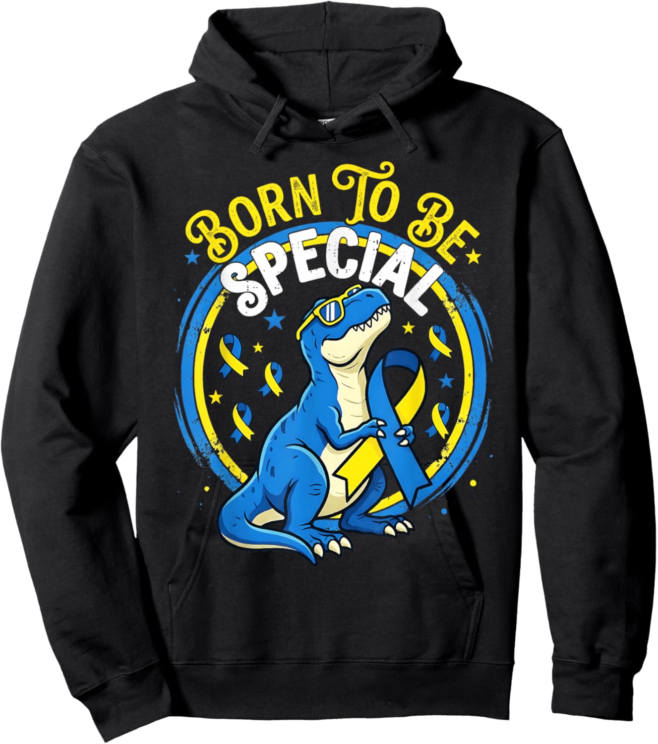 Down Syndrome Awareness T Rex Born to Be Special Toddler Boy Hoodie - Hoodie | Black