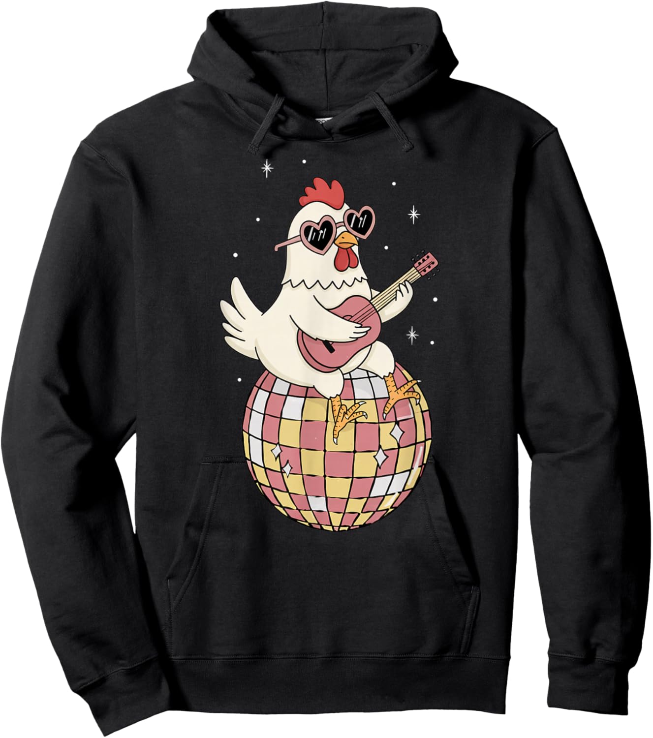 Funny Chicken Disco Dancing Ball Groovy Retro 80s Costume Hoodie - Hoodie | Black