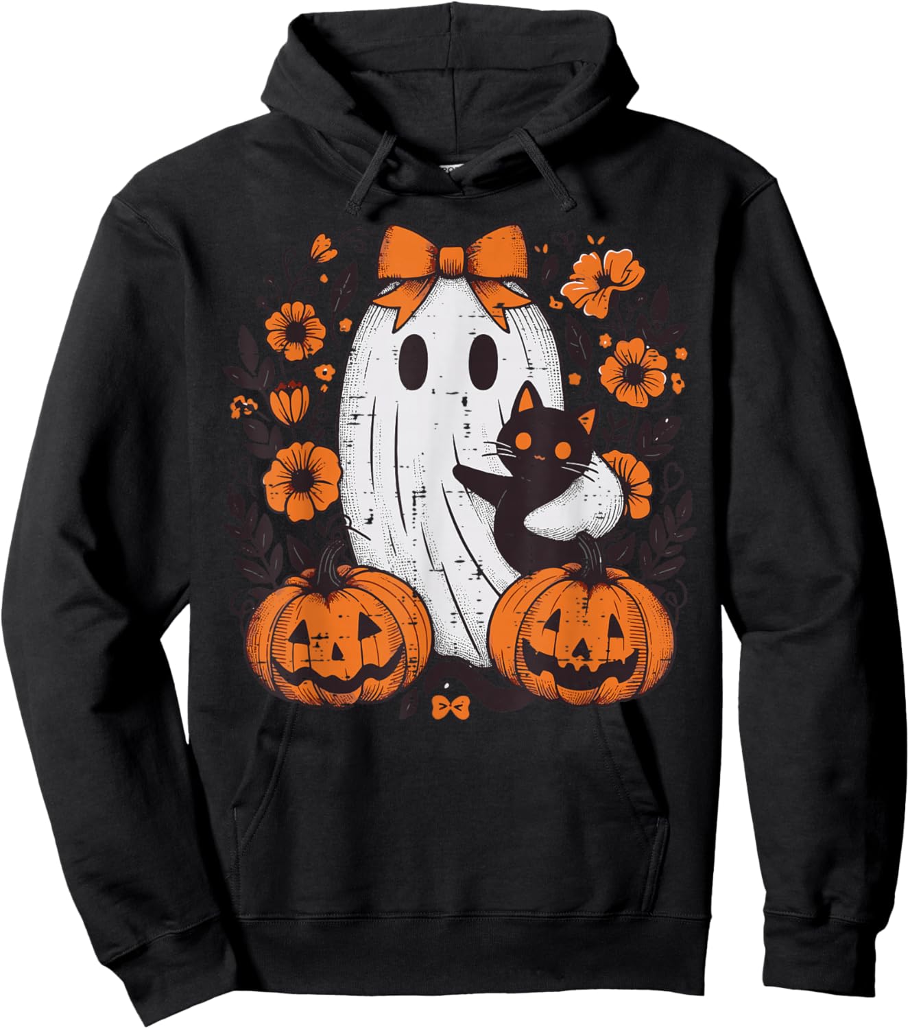 Halloween Ghost Black Cat Fall Season Women Girl Kid Toddler Hoodie - Hoodie | Black