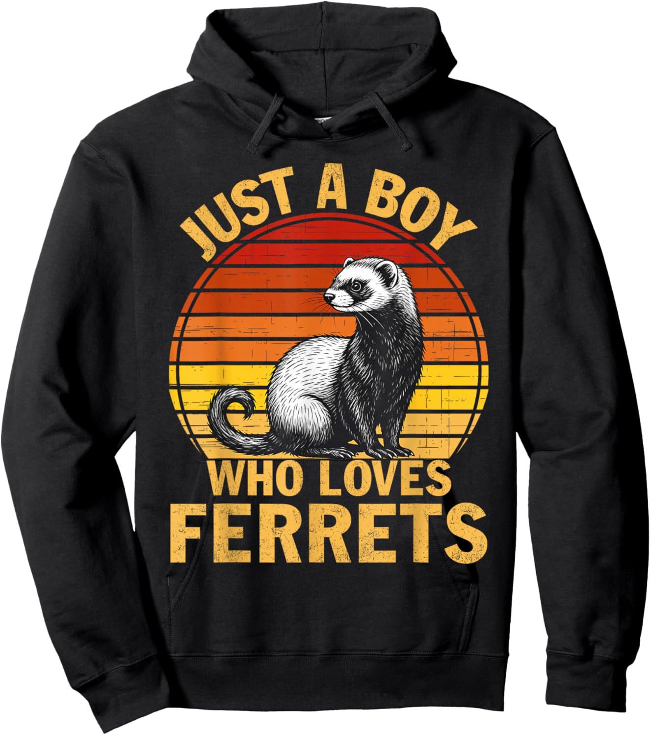 Retro Just A Boy Who Loves Ferrets Ferret Lover Hoodie - Hoodie | Black