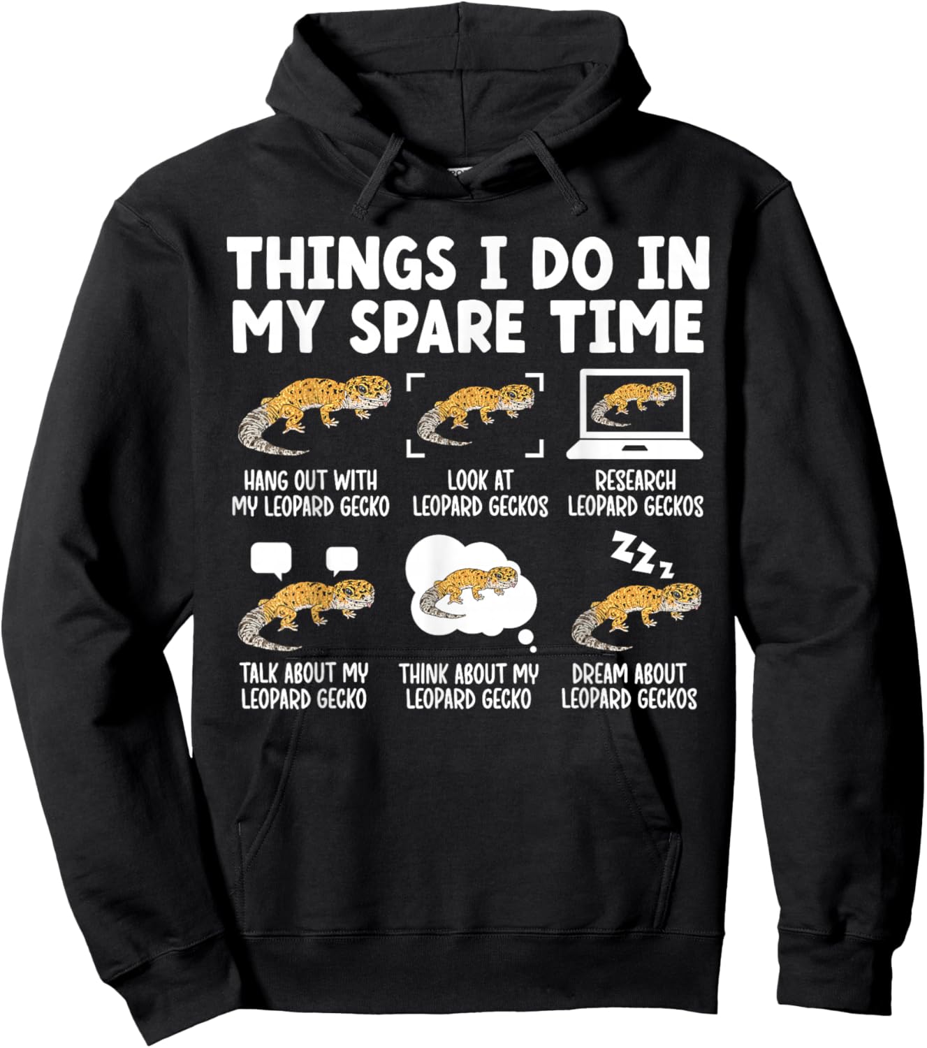 Things I Do Leopard Gecko Owner Leopard Gecko Lover Hoodie - Hoodie | Black