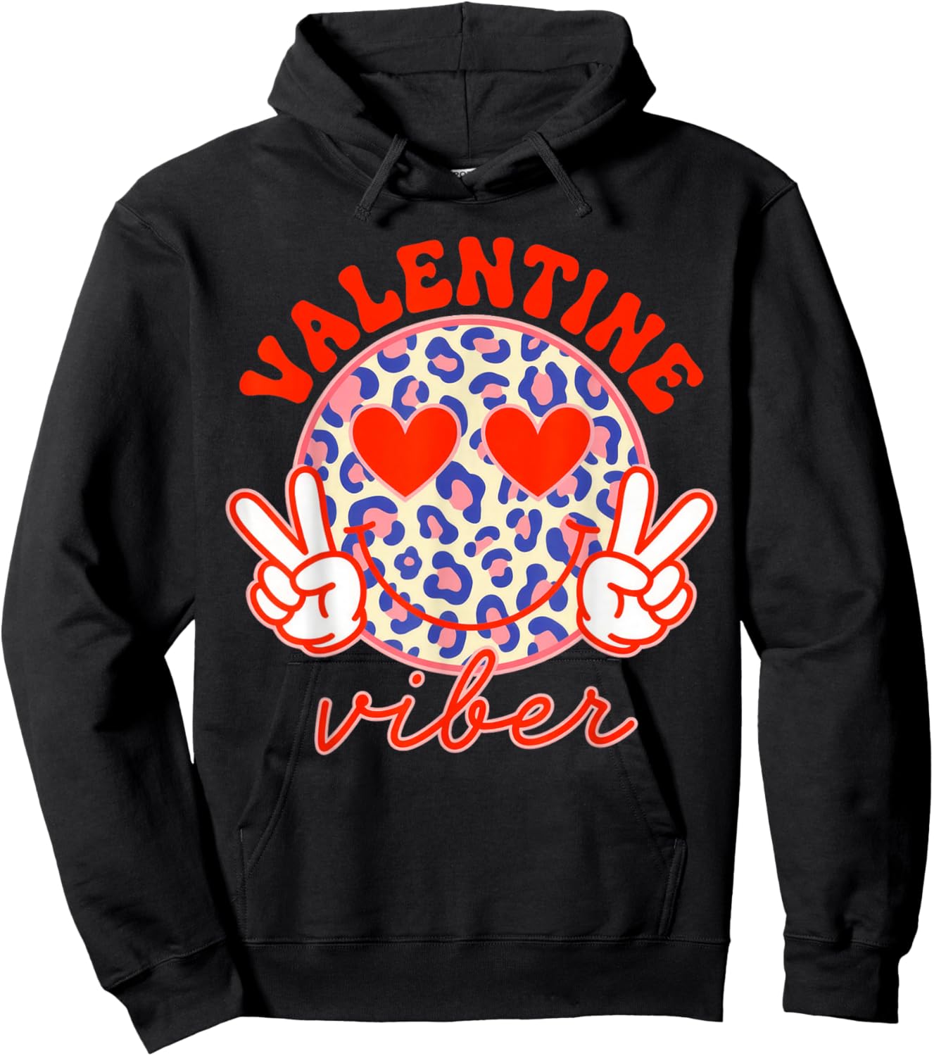 Groovy Valentine Vibes Valentines Hoodie - Hoodie | Black