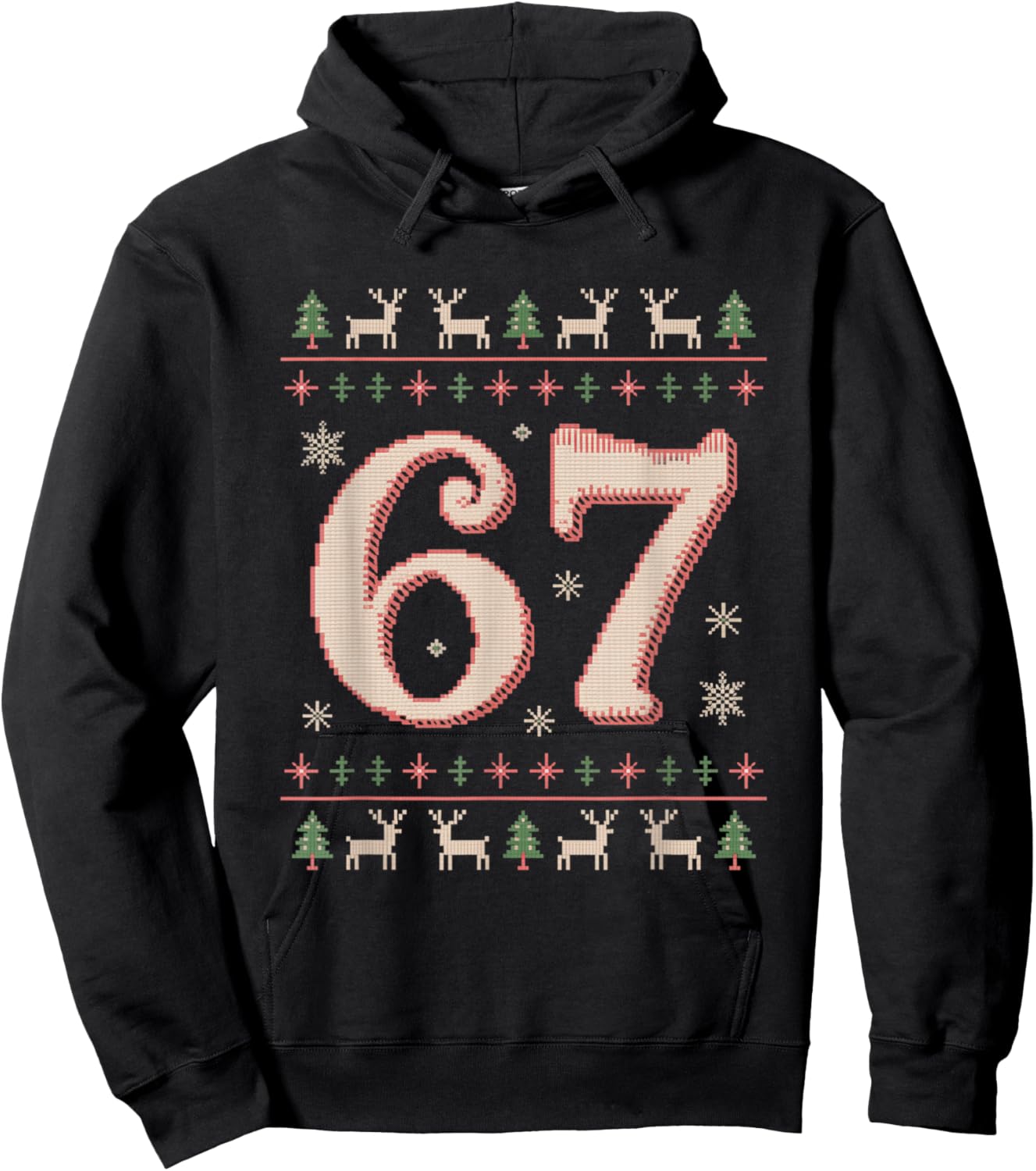 Christmas 67 Funny Xmas Six Seven Ugly Sweater 6-7 Hoodie - Hoodie | Black