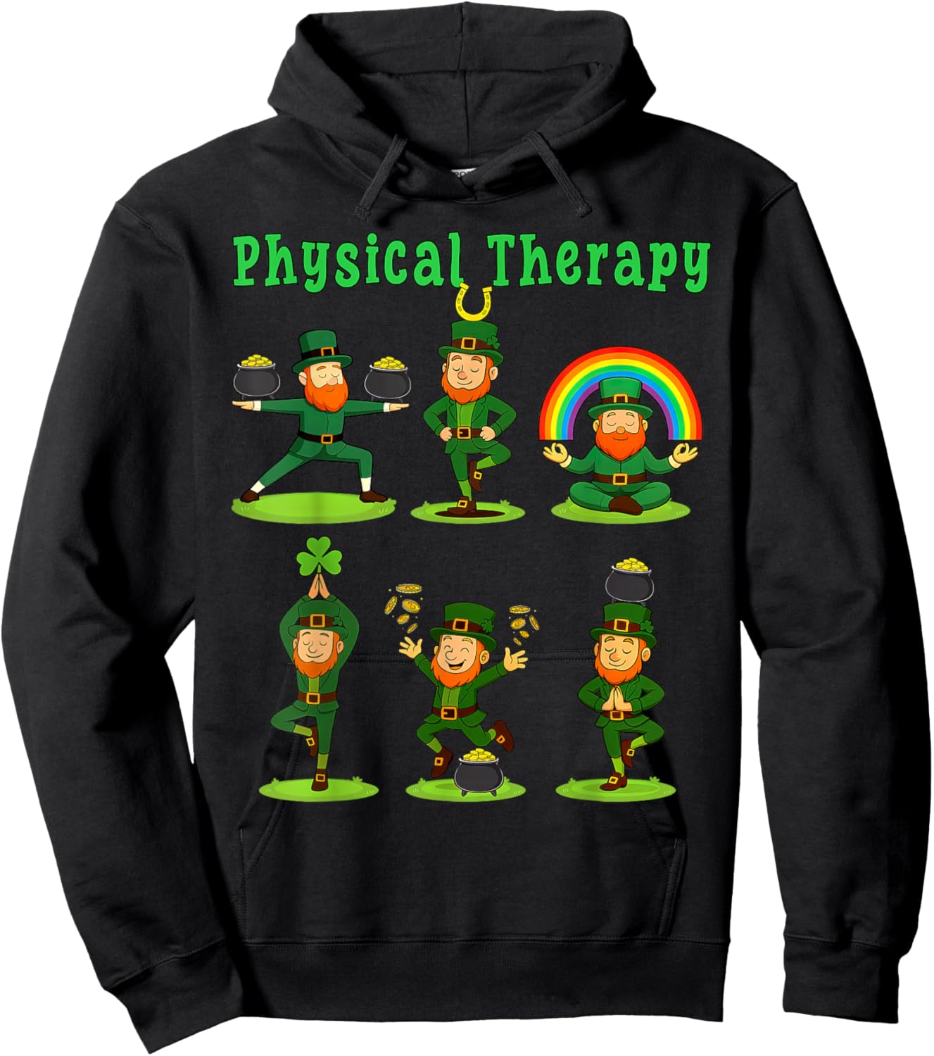 Leprechaun Physical Therapy St Patrick's Day PTA Therapist Hoodie - Hoodie | Black