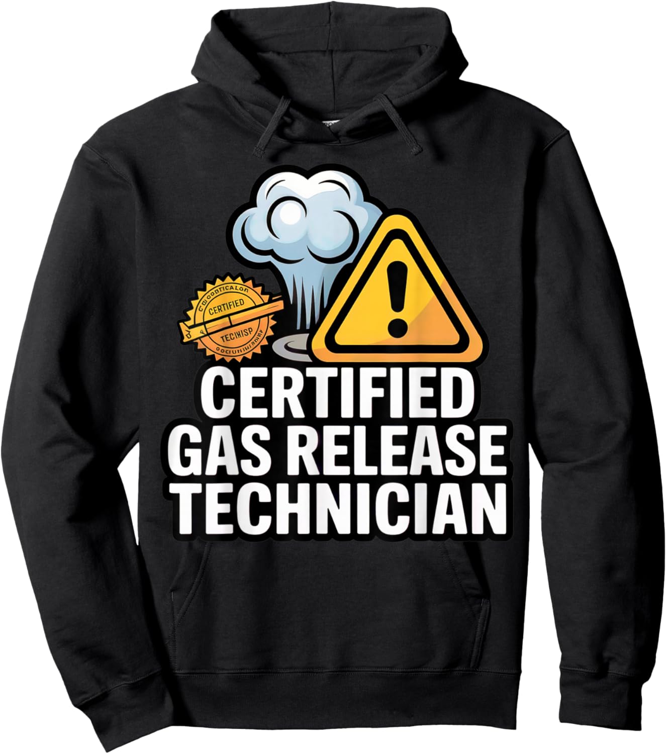 Certified Gas Release Technician Funny Fart Joke Bathroom Hoodie - Hoodie | Black