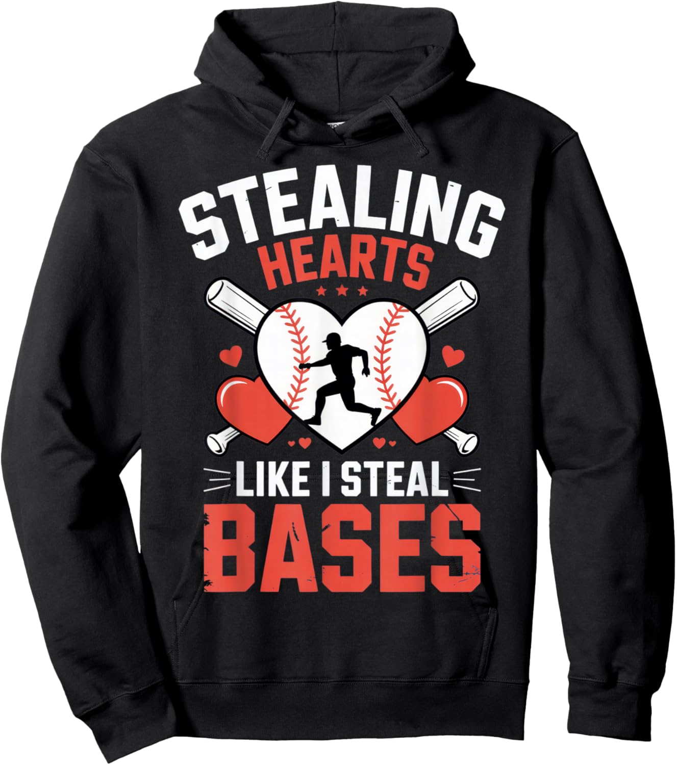 Stealing Hearts Like I Steal Bases Baseball Lover Funny Hoodie - Hoodie | Black