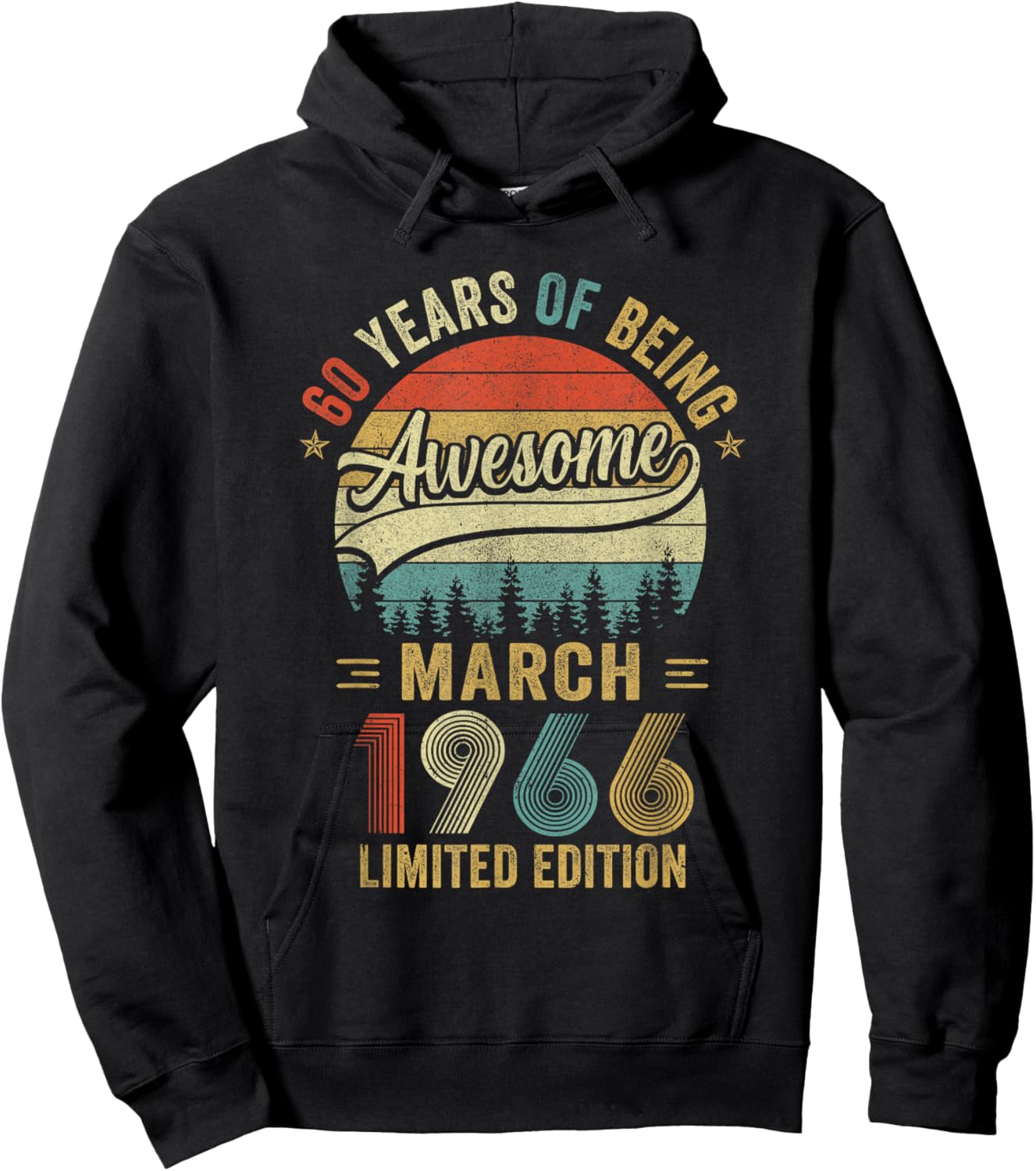 Vintage March 1966 Old 60Th Birthday Men Women Hoodie - Hoodie | Black