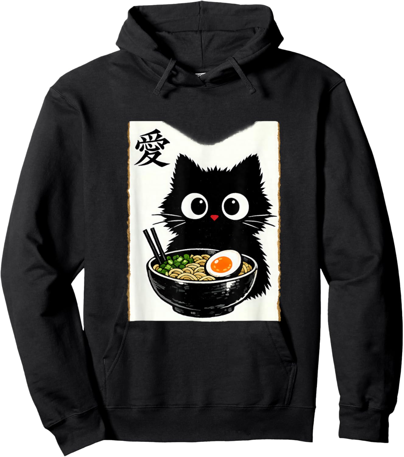 Japanese Kawaii Noir Black Cat Ramen Hoodie - Hoodie | Black