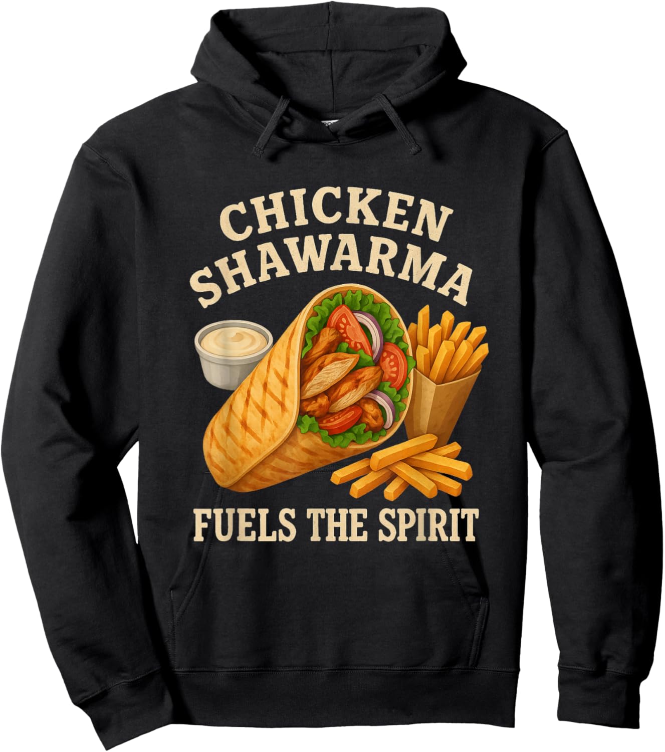 Chicken Shawarma Fuels The Spirit Funny Foodie Hoodie - Hoodie | Black
