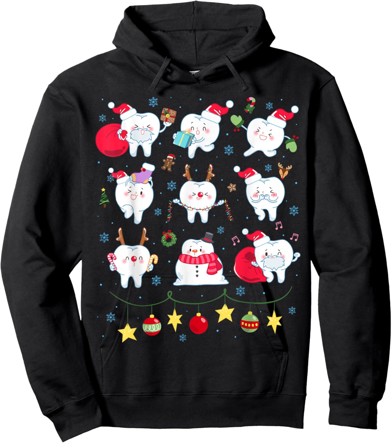 Christmas Teeth Santa Dental Cute Xmas Dentist Squad Crew Hoodie - Hoodie | Black