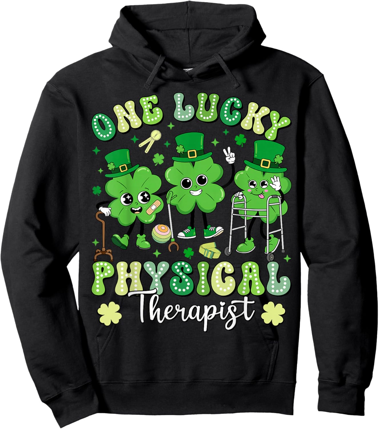 Groovy One Lucky Physical Therapist St Patrick's Day Therapy Hoodie - Hoodie | Black