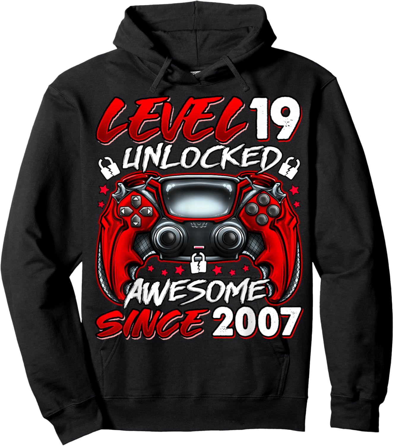 Level 19 Unlocked 19 Year Old Gifts Boys 19th Birthday Boy Hoodie - Hoodie | Black
