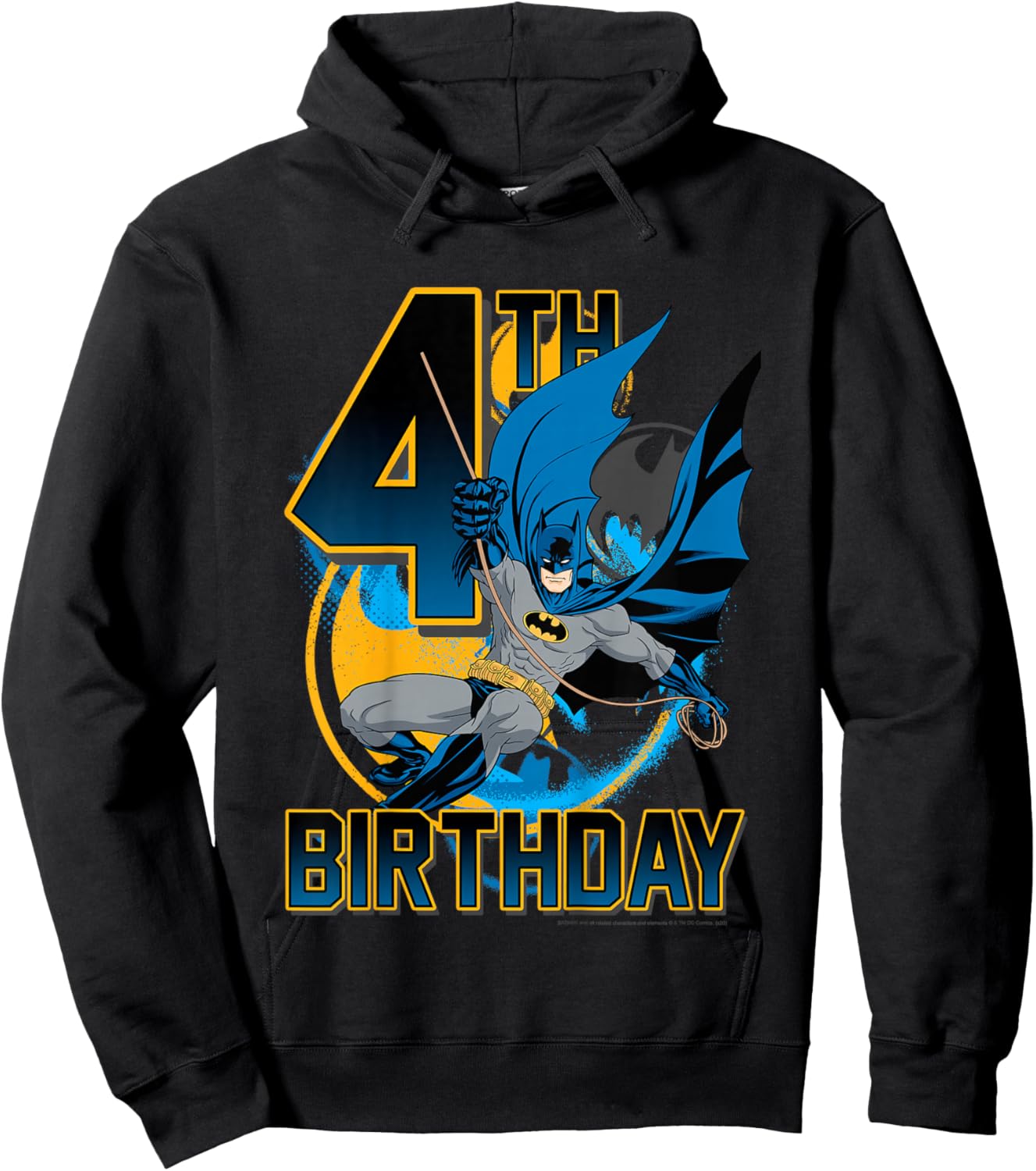 Kids DC Comics Batman 4th Birthday Bat Swing Action Poster Hoodie - Hoodie | Black