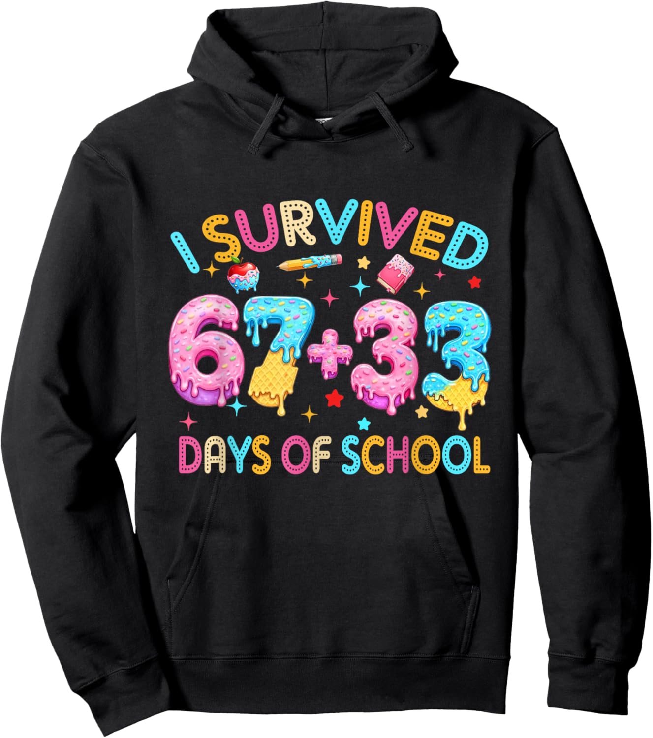 I Survived 67 33 Days of School for Girl Boys Kids 100th Day Hoodie - Hoodie | Black