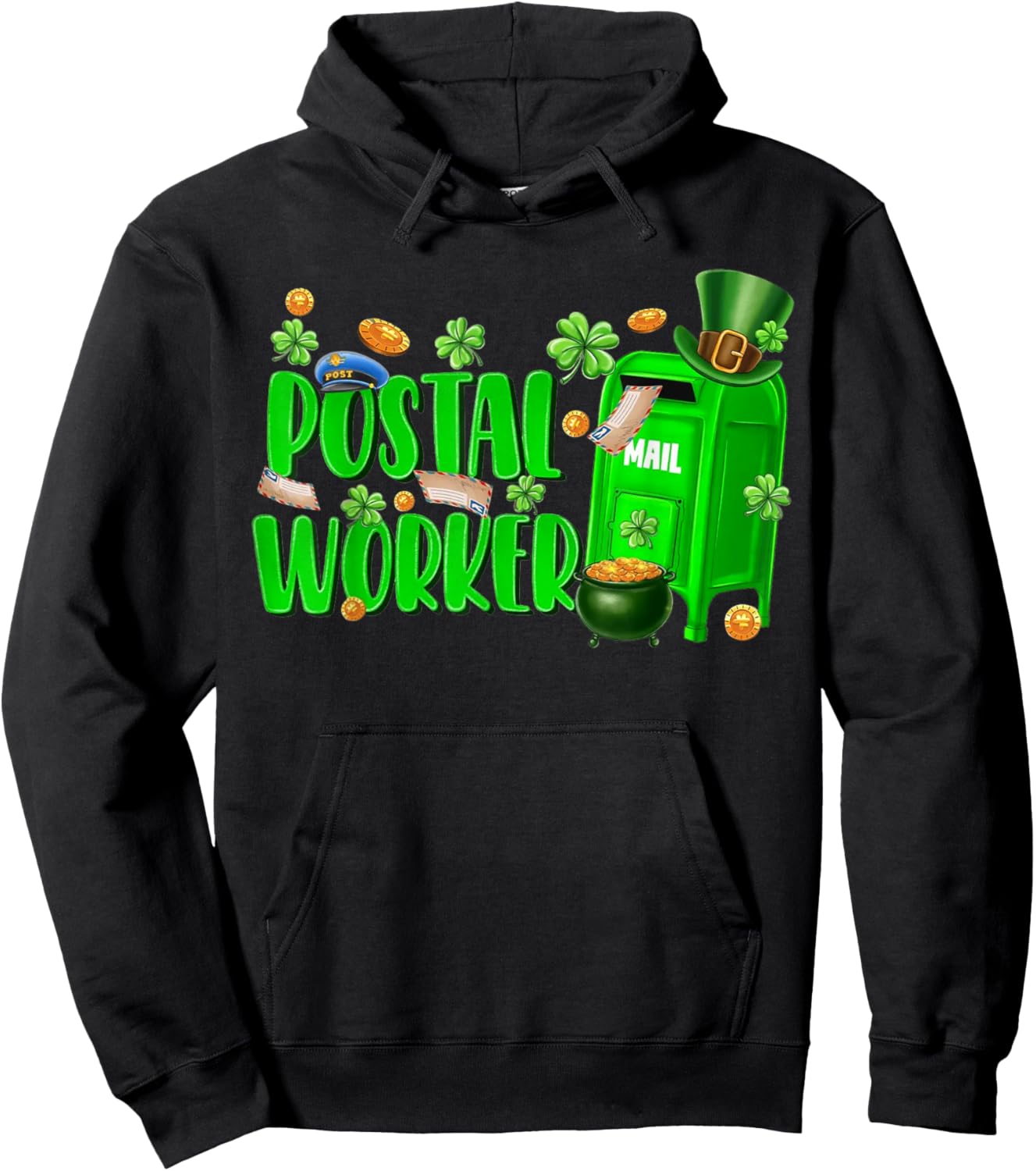 St Patrick's Day Postal Worker Irish Post Office Delivery Hoodie - Hoodie | Black