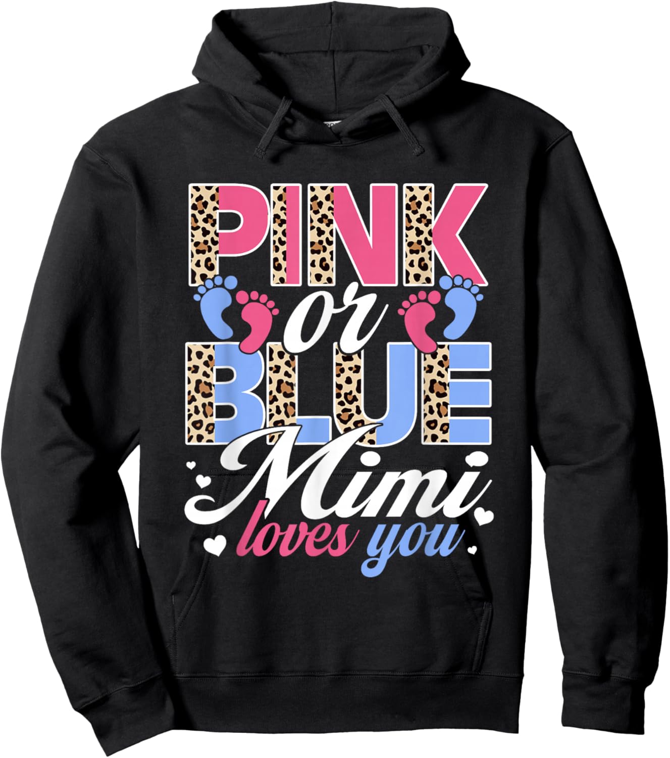Pink Or Blue Mimi Loves You Baby Gender Reveal Party Hoodie - Hoodie | Black