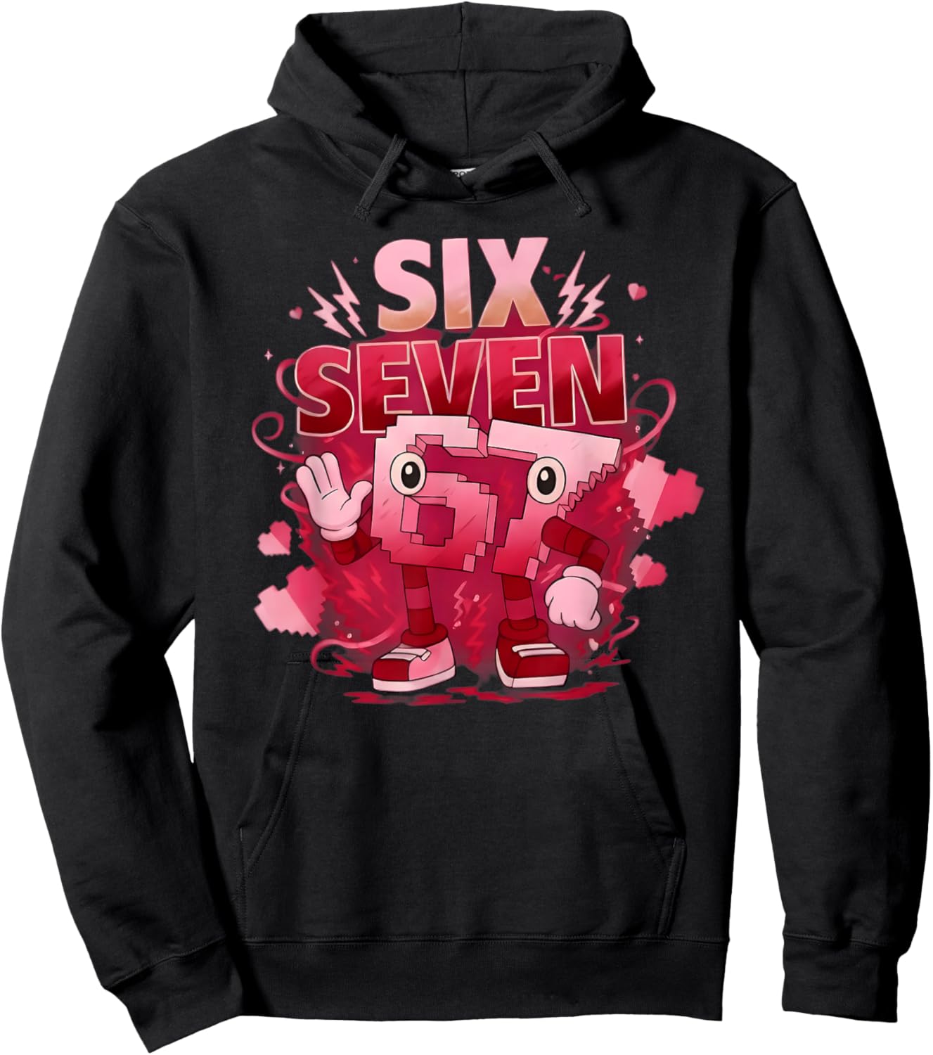 Six Seven Brainrot Italian Funny 67 Valentine Meme Kids Hoodie - Hoodie | Black