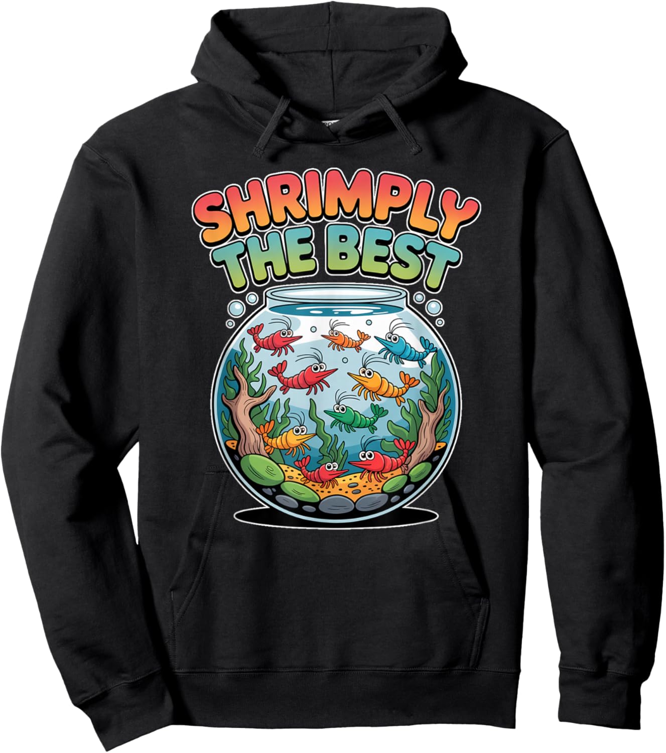Shrimply The Best Cute Shrimp Tank Design Hoodie - Hoodie | Black