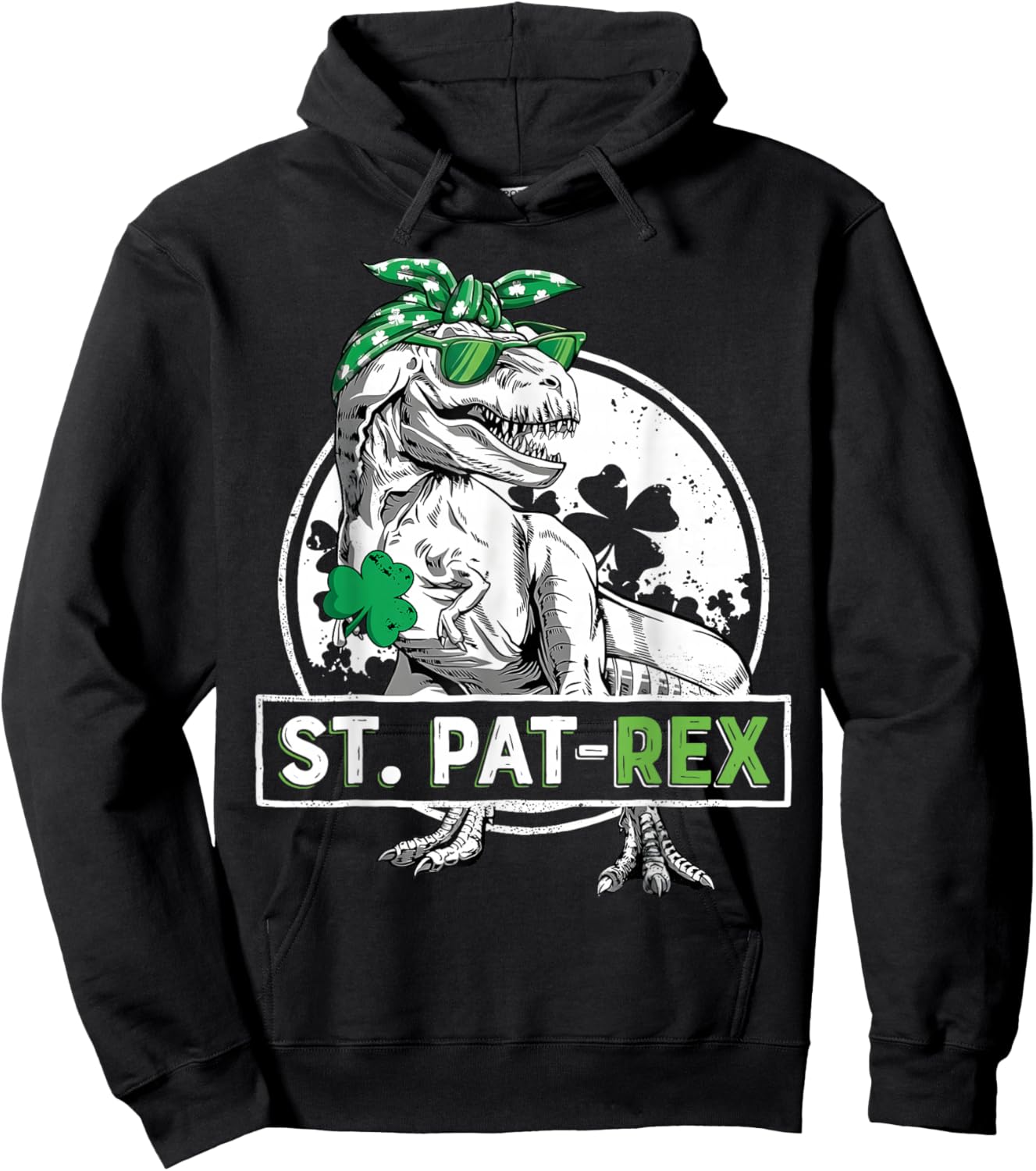 St Pat-Rex Funny T-Rex Dinosaur St Patrick's Day Boys Kids Hoodie - Hoodie | Black
