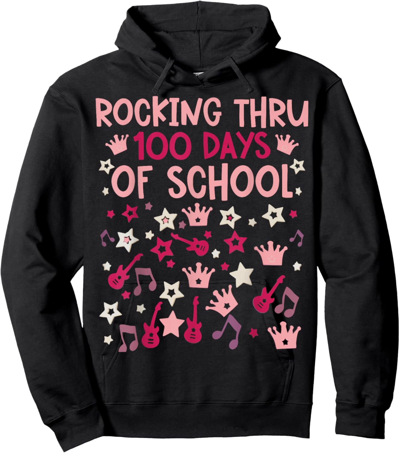 Rocking 100 Days of School Music Lover Teacher Kids Hoodie - Hoodie | Black