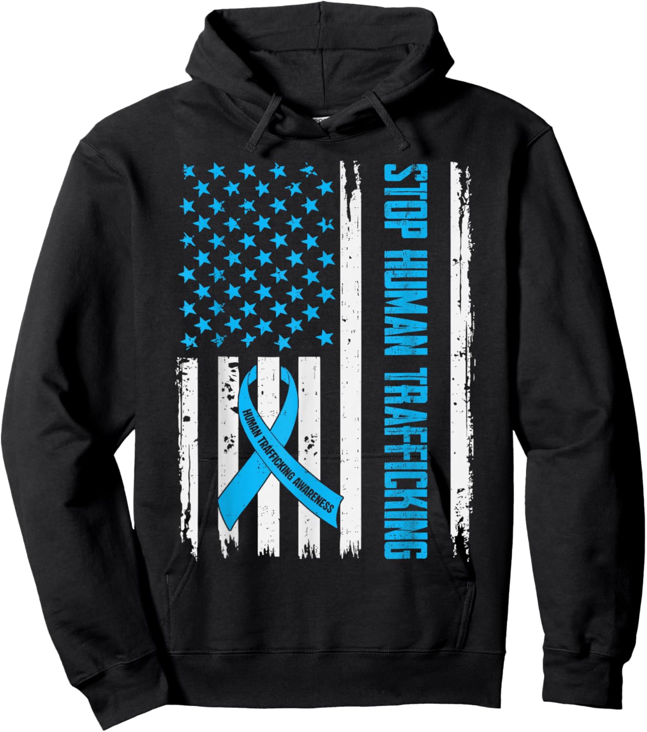 Human Trafficking Awareness USA Flag Stop Human Trafficking Hoodie - Hoodie | Black