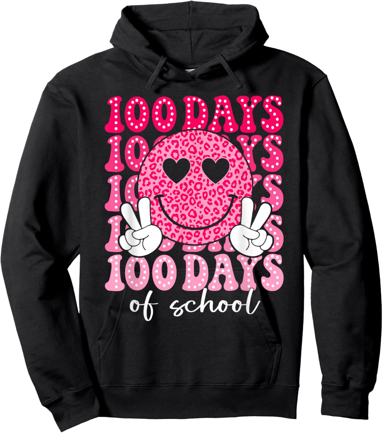 100 Days of School Retro Smile 100th Day School Teacher Kids Hoodie - Hoodie | Black