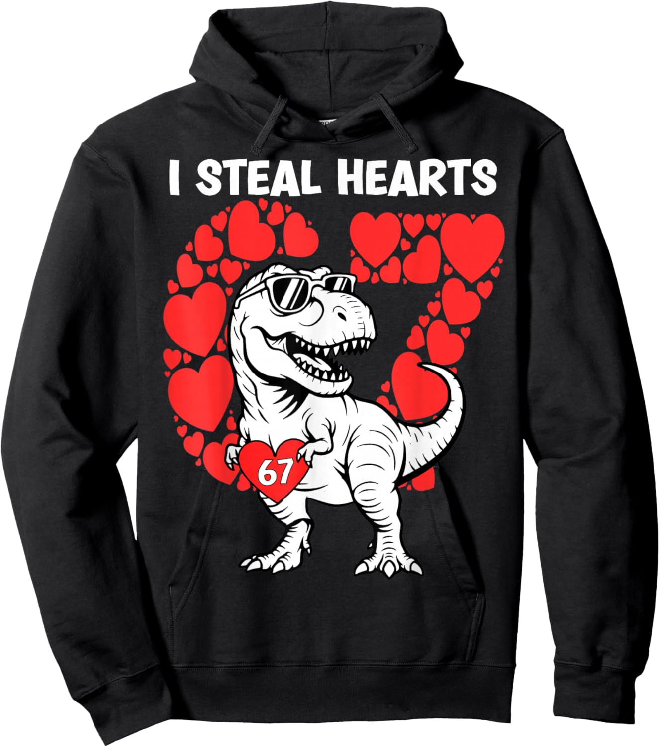 Valentine Day Boys Kids I Steal Hearts Dinosaur Truck 67 Hoodie - Hoodie | Black