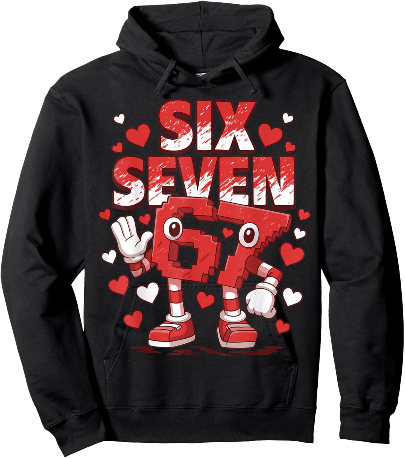 Six Seven Kids Meme 67 Six Seven 6 7 Heart 67 Valentine Hoodie - Hoodie | Black