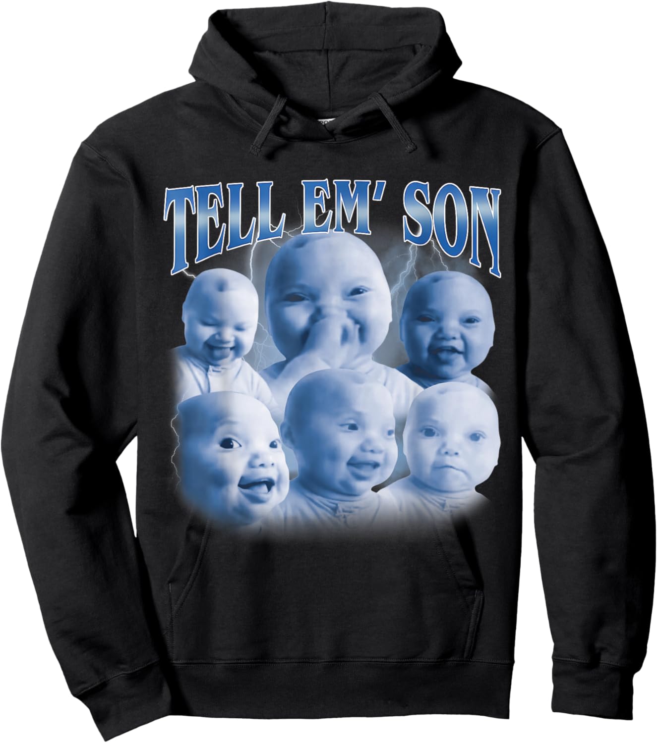 Tell 'em Son Funny Ai Niche Baby Laugh Holding Gen Z Meme Hoodie - Hoodie | Black