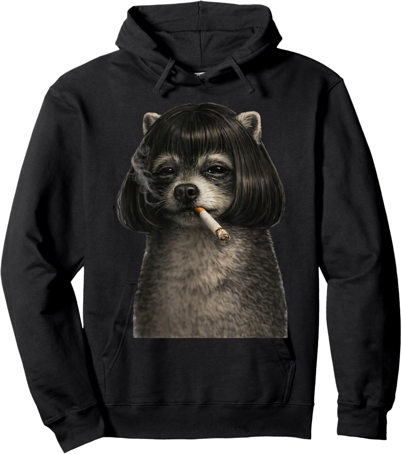 Funny Smoking Raccoon Cigarette Raccoon Meme Hoodie - Hoodie | Black