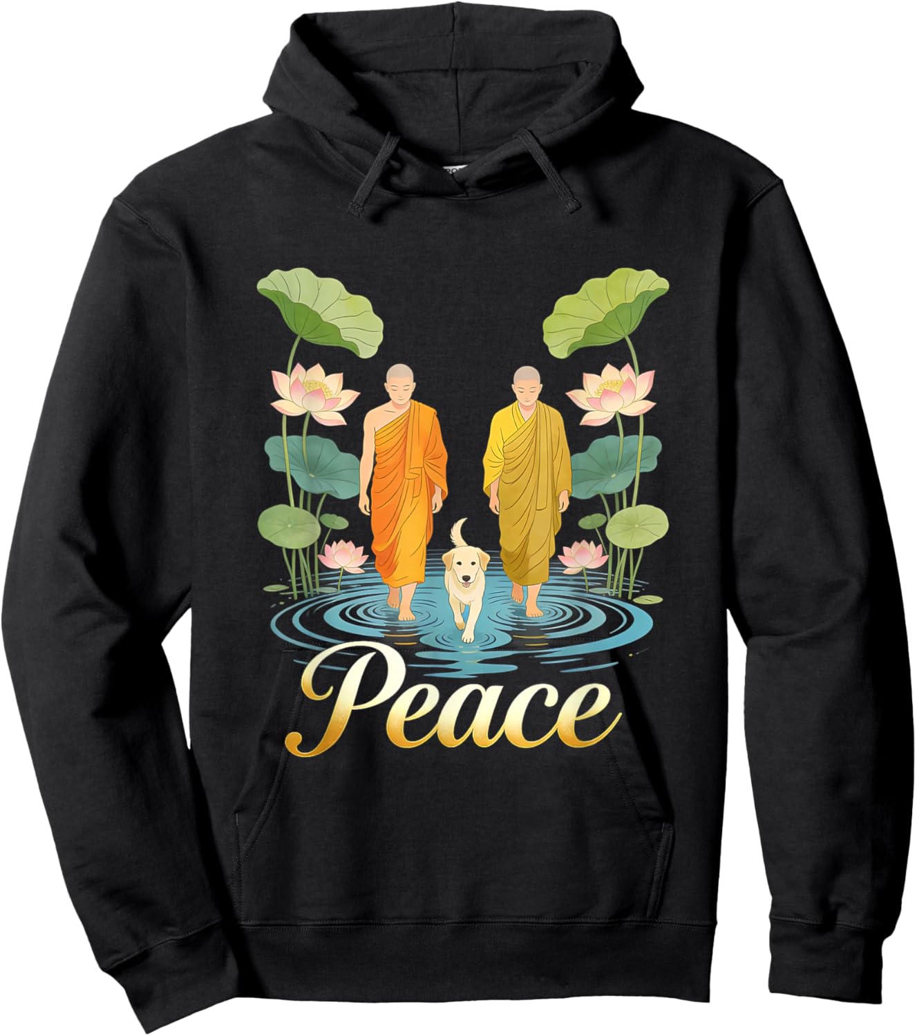 Peace Walking Monks Zen Art Walk for Aloka Hoodie - Hoodie | Black