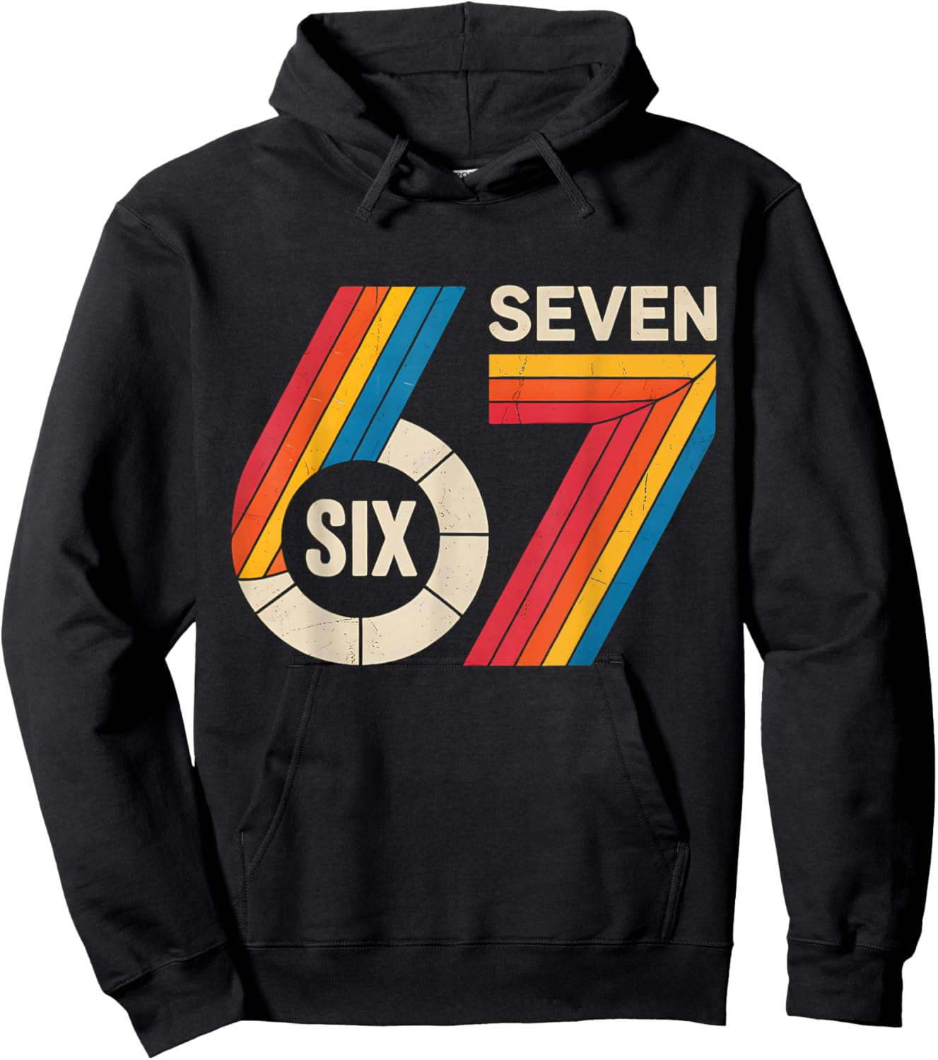 67 Six Seven Meme Vintage 6 7 Meme Costume Teen Boys Girls Hoodie - Hoodie | Black