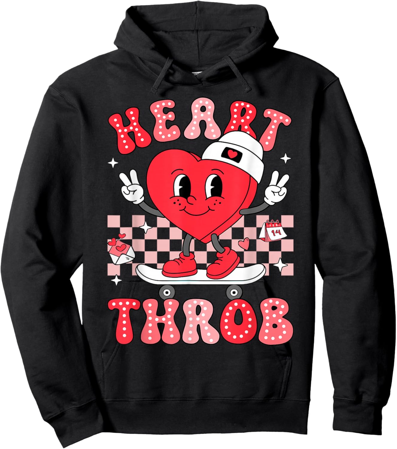 Heart Throb Groovy Valentine Toddler Men Boys Cute Heart Hoodie - Hoodie | Black