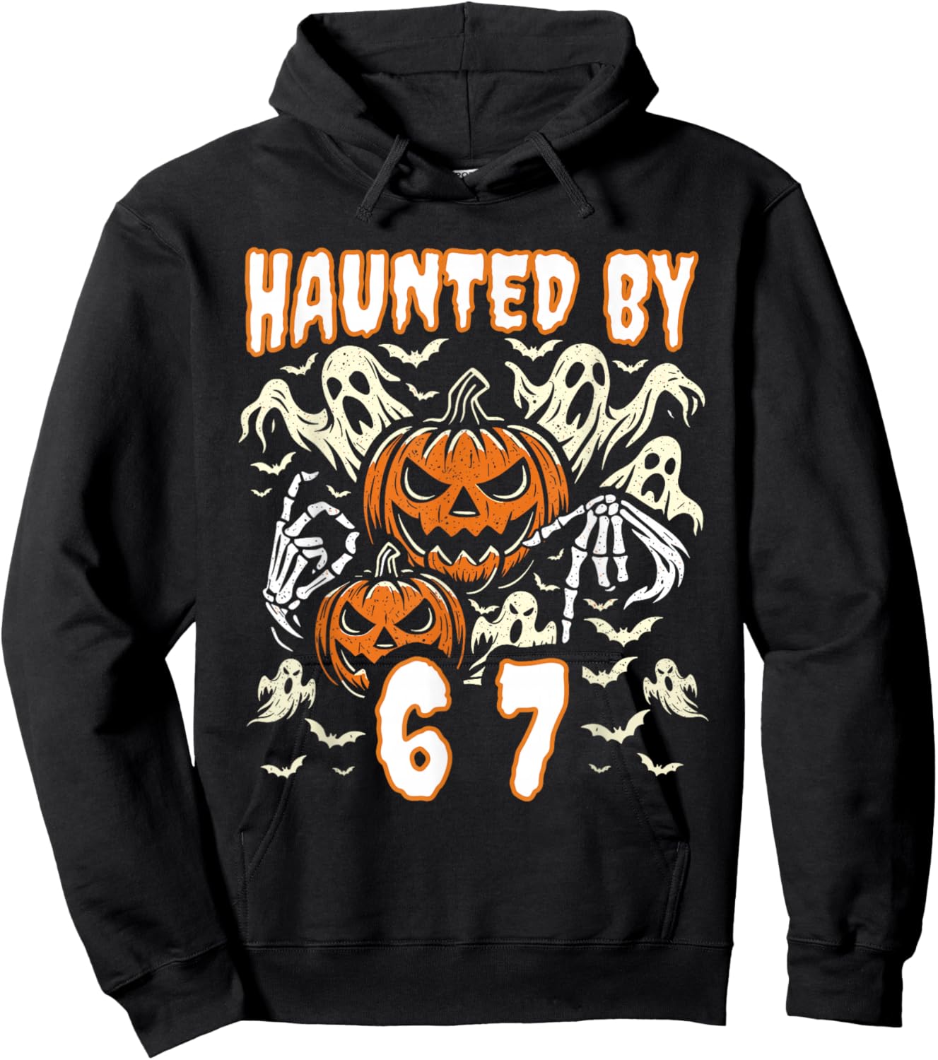 Funny Six Seven Meme Gen Alpha Haunted by 67 Halloween Hoodie - Hoodie | Black