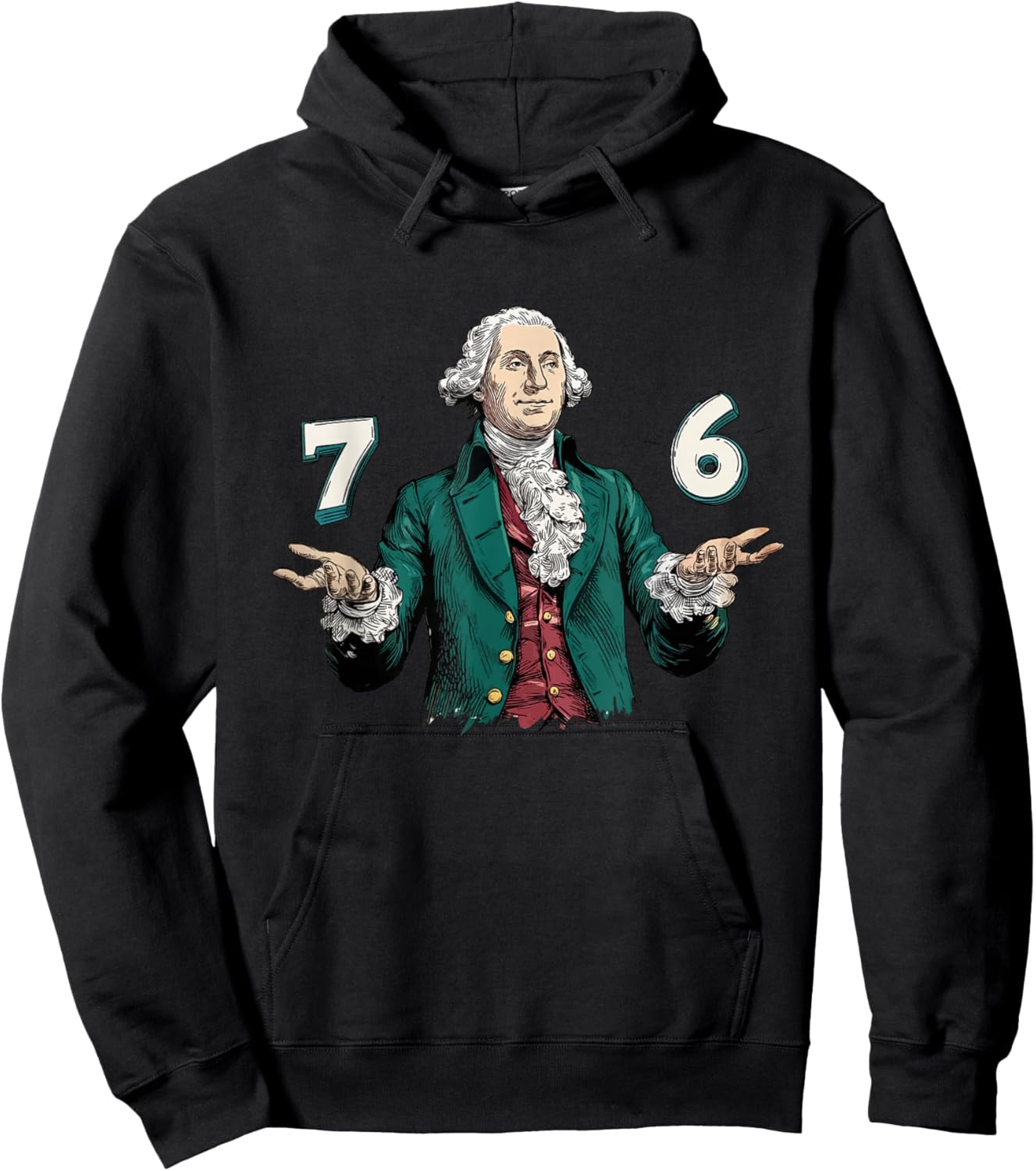 Six Seven George Washington 6-7 7 6 Humor 7endy Meme Hoodie - Hoodie | Black
