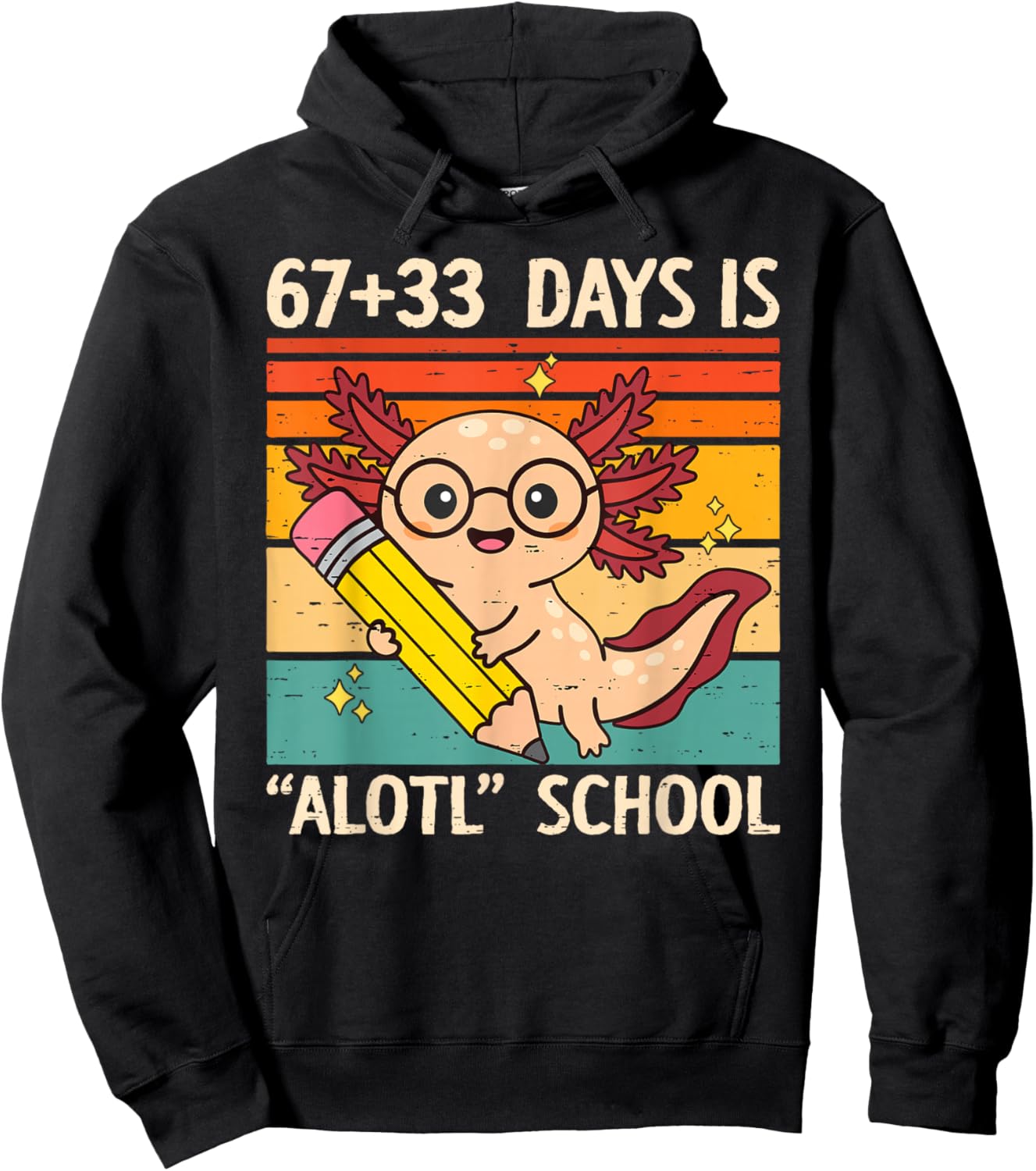 67+33 Days is Alotl School Axolotl 100 Days of School Kids Hoodie - Hoodie | Black