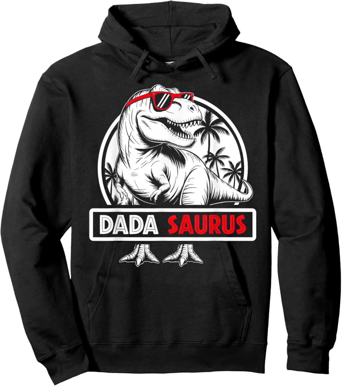 Dada Saurus Dinosaur T-rex Family Matching Men Fathers Day Hoodie - Hoodie | Black